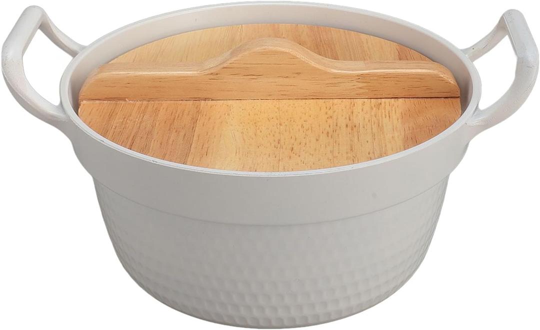 Standard Aluminum Stockpot 4L, Noodle Pot Classic Deep Cooking Pot Canning Cookware with Wood Lid for Home Camping for Delicious Soups, Stews, and More