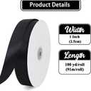TONIFUL 1 Inch x 100yds Black Satin Ribbon, Thin Solid Color Satin Ribbon for Gift Wrapping, Crafts, Hair Bows Making, Wedding Party Decoration, Sewing, Halloween, Floral Bouquets, Christmas