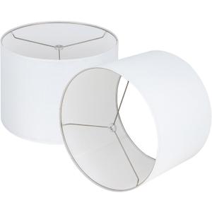 Wellmet White Set of 2 Drum Lampshades, Easy Assembly Required 16" Top x 16" Bottom x 12" High Replacement Lamp Shades, Fabric Lampshades for Table Lamps Floor Lamps, Metal Spider Fitter
