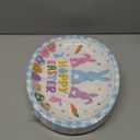 QZYL 50 Pcs Oval Easter Paper Plates, 12.2 X10.2 Inch Large Disposable Party Plates with Bunny Egg and Blue Plaid Pattern, Spring Tableware for Easter Decorations Holiday Gathering Party Supplies