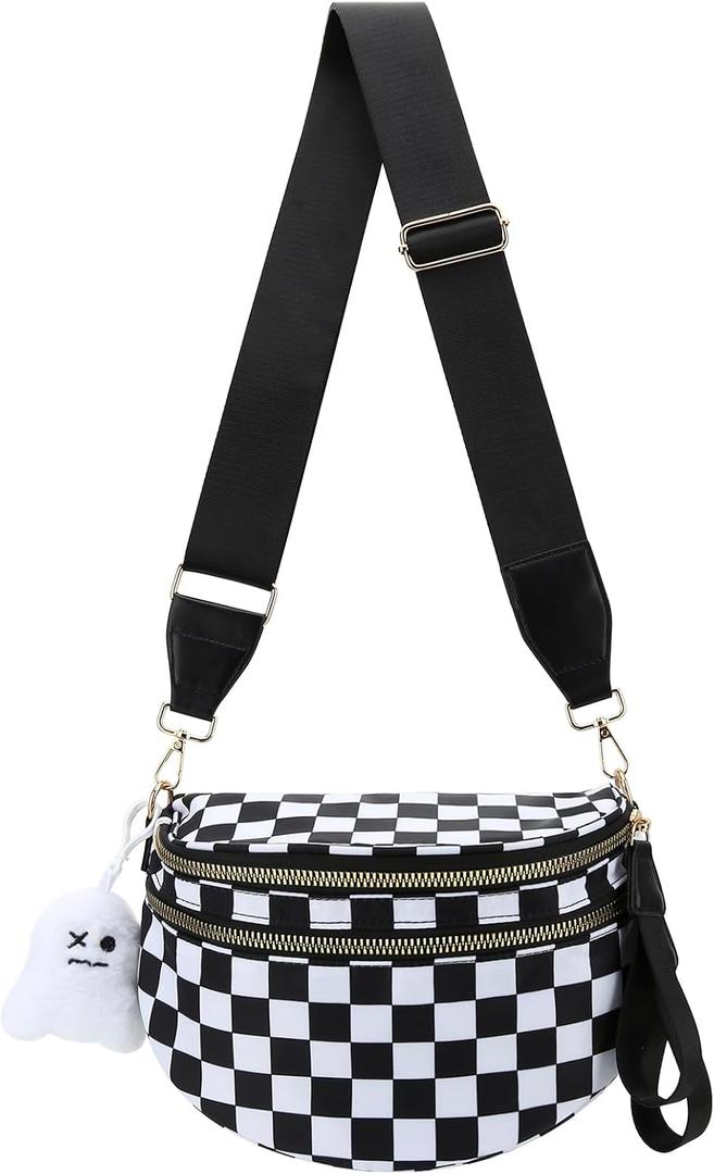 DOB SECHS Checkered Crossbody Purse Bag for Women Small Shoulder Hobo Bag Messenger Bag Checkered Purse