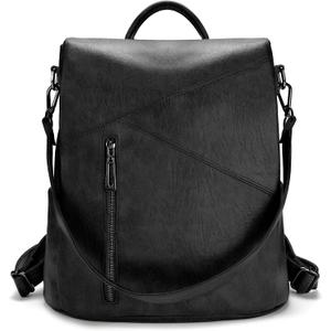 molshine Anti Theft Backpack,Fashion Casual Travel PU Leather Daypack Bag Shoulder Rucksack Handbags for Women HB041 (Black)