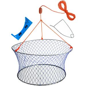 Palmyth Wire Grid Bottom Crab Nets Two Ring Crab Kit with Harness and Bait Clip 24 X 20 X 12