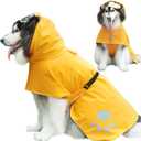 Dog Raincoat Hooded Slicker Poncho - Reflective Lightweight Pet Rain Jacket Coat,Dog Waterproof Raincoat with Adjustable Belly Strap for Small,Medium, Large Dogs (Yellow, Medium)