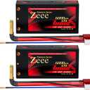 Zeee Premium Series 2S Shorty Lipo Battery 6000mAh 7.6V 120C Hard Case with 4mm Bullet to T Connector High Voltage Battery for RC 1/10 Scale Vehicles Car Trucks Boats RC Models (2 Pack)