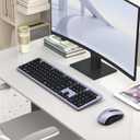 Wireless Keyboard and Mouse Combo, COVEVA 2.4GHz Wireless Keyboard Mouse with USB Receiver, Water-Dropping Keycaps, 104 Keys Full Size with Number Pad for PC Laptop Computer Desktop(Black Purple)