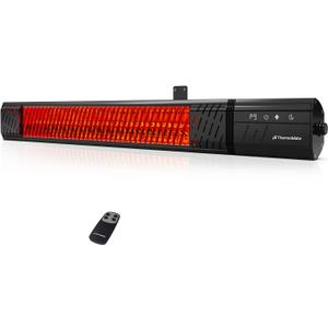 ThermoMate Infared Patio Heater for Outdoor, Electric 1500W IP65 Waterproof with Remote, 9 Heating Levels & 24H Timer for Restaurant Backyard, Plug-in 120V Black
