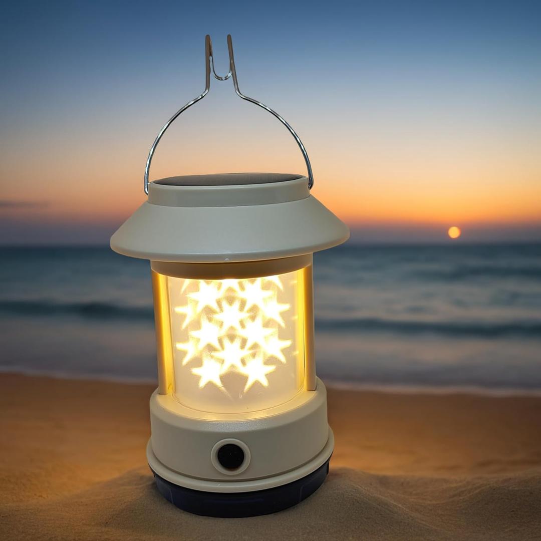 Camping Light with Stand - Rechargeable Kids Camping Lantern, LED Decorative Lights, Solar and USB-C Charging, 3 Lighting Modes, 1200mAh Battery, for Home Decor, Outdoor Camping, and Festival Parties