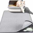 Cat Litter Box Mat for Small Cats, Double Layer Honeycomb Cat Litter Trapping Mats, Waterproof Urine Proof Non-Slip Litter Pad for Indoor Kitty Cat Litter Rug, Easy to Clean Grey (23.6'' x 14.9'')