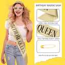 Gold Birthday Crown and Sash & Glasses Set for Women - BIRTHDAY QUEEN Sash and Tiara for Women, Happy Birthday Decorations Adult Woman Girls Party Favors Accessories