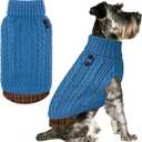 KYEESE Dog Sweater Stretchy Knitwear Cat Clothes Comfy Pet Coat for Fall Winter Cold Weather Warm Turtleneck Small Dogs Sweater with Gingham Patchwork Soft Pullover Dog Sweaters for Small Dogs Male (Medium7-13lbs, 8# Light blue)