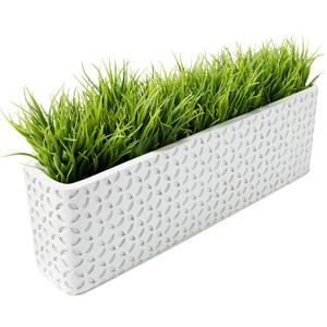 SEEKO Succulents Artificial in Rectangular Ceramic Planter (13.5") - Fake Plants for Table Centerpieces Decor for Dining Room, Office, Kitchen & Window Sill
