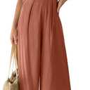 ANRABESS Jumpsuits for Women Summer Dressy Casual Linen Romper Sleeveless V Neck High Waist Wide Leg Beach Vacation Outfits (Orange, S)