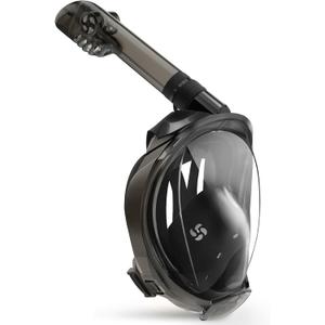 Greatever G2 Full Face Snorkel Mask with Latest Dry Top System,Foldable 180 Degree Panoramic View Snorkeling Mask with Camera Mount,Safe Breathing,Anti-Leak&Anti-Fog (Large/ X-Large, Gray Black)