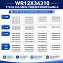 Upgraded WR12X34310 Freezer Door Handle Replacement for GE Refrigerators,Bottom Freezer Drawer Handle, Compatible with GFE24JSKNFSS/GNE25JSKLFSS/GDE25ESKNRSS/GFE24JFKLFSS/GYE18JMLNFES/ Stainless Steel