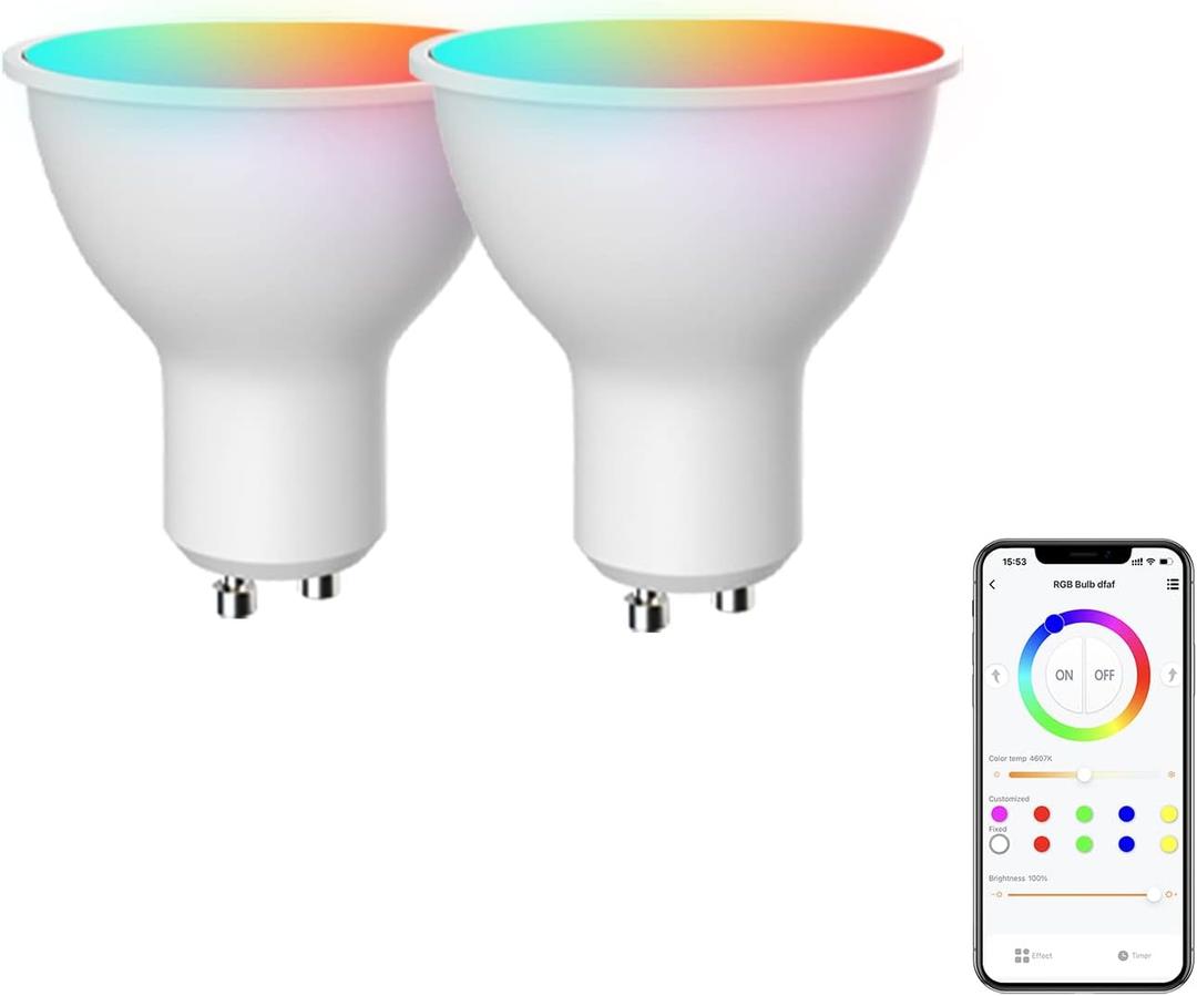 Broadlink GU10 Smart Bulbs, Bluetooth Color Changing 4.5W LED Track Light Bulbs with Music Sync, Fast Setup, Compatible with Alexa, Google Home, 40W Halogen Equivalent (2-Pack)