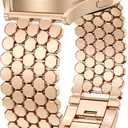 Minyee Compatible with Samsung Galaxy Watch 7 6 5 4 FE 40mm 44mm/Watch 6 Classic 43mm 47mm/Watch 5 Pro 45mm Bands for Women, 20mm Dressy Metal Gold Chain Honeycomb Luxury Chic Link Bracelet Strap