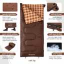 KingCamp Sleeping Bag for Adults, 100% Flannel XL Big and Tall, Left Zip