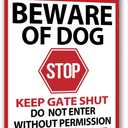 Beware of Dog Signs for Fence,Warning Tin Sign Beware of Dog,Do Not Enter,Home Kitchen Farm Garden Garage Wall Decor 12x8inch