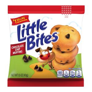 (Individual) Little Bites Chocolatey Chip Muffins, Made with Real Chocolate Chip Mini Muffins, 1.5 oz Pouch - 5 pack