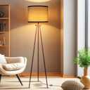 Tripod Floor Lamp, Mid Century Standing Lamp, Modern Design Studying Light for Living Room, Bedroom, Study Room and Office (Brown)