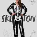 Spooktacular Creations Halloween Skeleton Costume, Adult Skeleton Costume Jumpsuit for Women Halloween Cosplay Dress Up Party (XXL)