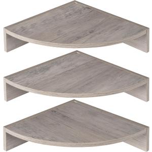 Corner Shelves 3-Pack for Bathroom & Kitchen, Space-Saving Floating Corner Wall Shelf with Easy Installation- Grey (Set of 3)