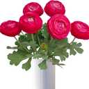 ATFL Rose red Ranunculus Artificial Flowers,6 Pcs Artificial Faux Silk Ranunculus Flowers with Real Touch Stems,Fake Peony Flowers for Floral Arrangements DIY Wedding Bouquet Party Table Home Decor