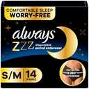 Always ZZZ Overnight Disposable Period Underwear for Women Small/Medium, 360° Coverage for Worry-Free Nights, 14 Count (2 Packs of 7), S/M