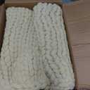 YnM Chenille Weighted Blanket, Handmade Chunky Knitted Design, Soft and Cozy, Temperature Regulating and Breathable, Machine Washable Throw for Sleep or Home Decor (Sparkling White, 50x60 Inch, 10lbs)