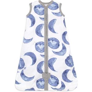Burt's Bees Baby Beekeeper Wearable Blanket, Organic Cotton Swaddle 0.5 or 1.5 TOG, Newborn Essentials Shower Gift (Large, Blue)