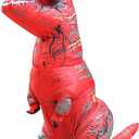 Halloween Inflatable Dinosaur Costume Adult Fancy Dinosaur Suit Blow up Trex Costume Full Body Dino Costume (Red)