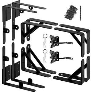 Anti Sag Gate Kit - Gate Corner Bracket-90 Degree Bracket with Gate Hinges Heavy Duty for Wooden Fences - No Sag Gate Corner Brace Bracket for Doors, Driveway (2 Set Gate Kit and 2 Latch)