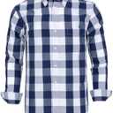 Men's Button Down Shirts Plaid Long Sleeve Dress Shirts Regular-Fit Casual Shirt (L)
