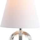 JONATHAN Y JYL2079A 16" Glam Crystal Ball Table Lamp, Modern Bedside Nightstand Lamp for Bedroom Living Room Office, Clear Glass Orb with White Linen Shade and Chrome Accents, LED Bulb Included