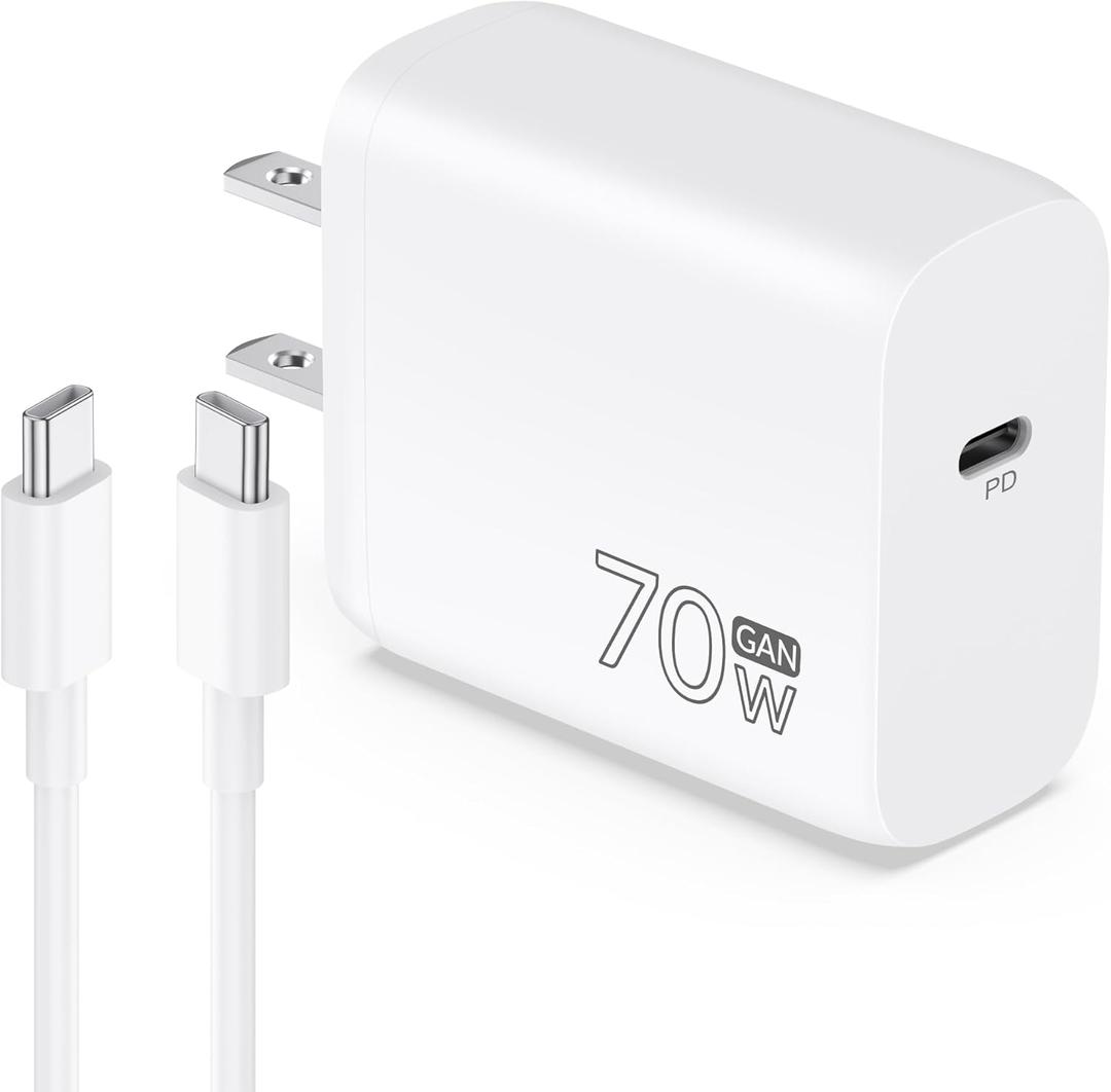 70W USB C Fast Charger for iPhone 17/Air/16/15 Pro Max, Type C Charger Block & 240W 6FT Cable - PD 3.0 Super Fast Charging for MacBook Air/Pro M2/M1, iPad Pro 13/12.9/11 inch, iPad 10th, Air 7/6, Mini