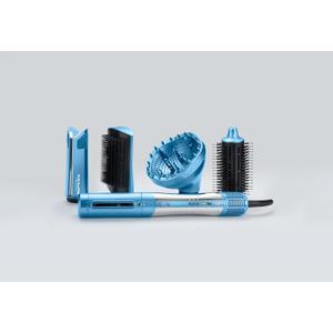 BaBylissPRO StyleSwitch Ionic Multi-Styler, Air Styler and Hair Dryer, Lightweight Hot Air Brush with 5 Attachments, Automatic Dual Voltage (Blue)
