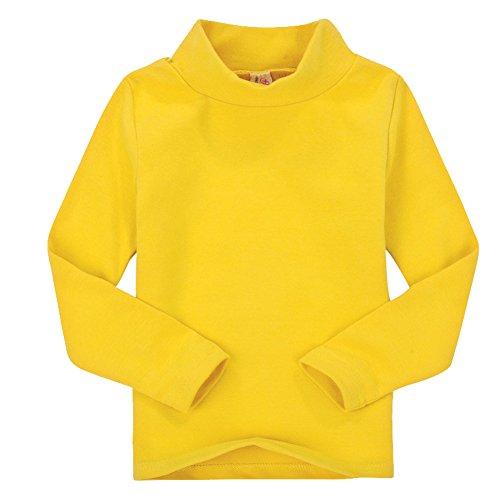 CuteOn Children Unisex Solid Color Kids School Uniform Long Sleeve Turtleneck T-Shirt Yellow 4 Years