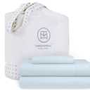 Threadmill Cotton Twin XL Sheet Set | 100% Cotton Sheets for Twin XL Size Bed | Solid Sateen Twin XL Bed Sheets Set with 16 Deep Pocket | Soft Breathable 3-Piece Cooling Sheets | Light Blue