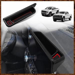 Muslogy Center Console Organizer Dash Storage Box Compatible with Chevrolet Colorado & GMC Canyon 2023 2024 2025 Dashboard Organizer Insert Behind Screen Interior Storage Accessories (Red)