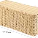 PEMAR Natural Rattan Wicker Cable Management Box, Cable Organizer, 2 Open Slots, Under Desk Cord Organizer, Cover & Hide Power Strips for TV Desk, Computer, Router, USB Hub (Bright Natural Color) (Coffee)