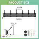 Coat Rack Wall Mount with 6 Hooks (Black, 1 Pack), Heavy Duty Coat Hooks Wall Mount for Entryway, Bedroom, Closet, Wall Hooks for Hanging Hats, Bags, Purses