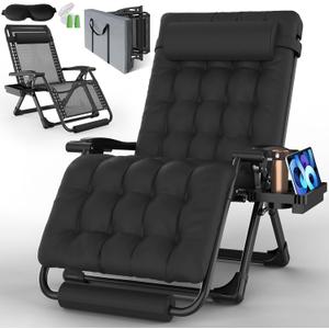Oversized Zero Gravity Chair, 33In XXL Padded Lounge Chair, Recliner Chair W/Cushion& Storage Bag, Footrest, Reinforced Full-Alu Alloy Lock, Larger Cup Holder, for Indoor Outdoor, 500lbs Max Oversized Zero Gravity Chair, 33In XXL Padded Lounge Chair, Recliner Chair W/Cushion& Storage Bag, Footrest, Reinforced Full-Alu Alloy Lock, Larger Cup Holder, for Indoor Outdoor, 500lbs Max