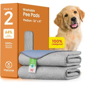 IMPROVIA Reusable Puppy Pad Waterproof, Extra-Absorbent, Washable Pee Pad for Dog Training, Whelping, & More Protect Your Floors & Pet with Quick-Drying Potty Pad (Paws & Hearts, Medium 36"x41")