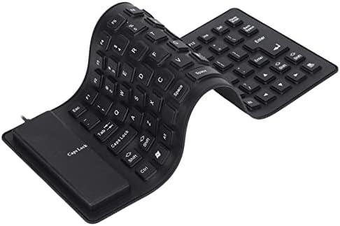 Sanpyl Roll-up Silicone Keyboard, Fully Sealed Waterproof, Lightweight Portable USB Wired 85 Keys Foldable Flexible Keyboard (Black)