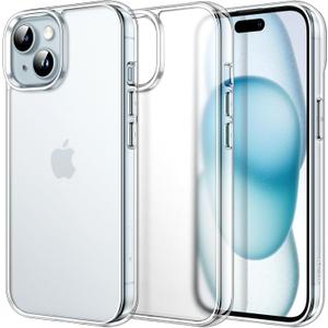 JETech Case for iPhone 15 6.1-Inch, Non-Yellowing Shockproof Phone Bumper Cover, Scratch-Resistant and Anti-Fingerprint Matte Back (Frosted Clear)
