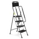 HBTower Step Ladder with Handrails, 4 Step Ladder with Attachable Tool Bag
Anti-Slip Wide Pedal for Home Kitchen Pantry Office, Black