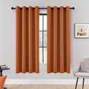 HUTO Blackout Window Curtains and Drapes - Thermal Insulated Solid Antique Copper Grommet Top Blackout Panels Draperies for Kid's Room (Rust, 1 Pair, 52 x 63 Inch)