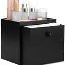 eggs sound Disposable Face Towel with Bamboo Drawer Storage Box - Face Towelettes Disposable XL, Facial Towels Makeup Organizer for Clean Face Towels, Makeup Remover Washcloths 50 Ct-Black Box