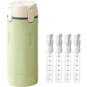 4-in-1 Travel Dispenser Bottle with Scale and Label, 4 Pack 30ML Refillable Leak Proof Transparent Portable Toiletry Containers for Shampoo Lotion Conditioner Cream(Green)